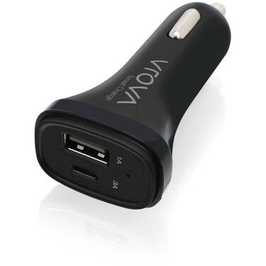 Alogic VROVA 2 Port USB-C Car Charger 5V/4A (3A USB-C & 1A USB-A )With Smart Charge - Black