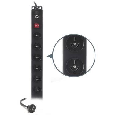 Serveredge Basic Vertical 12 Port PDU (12) 3 Pin AUS GPO Output (1) 3 Pin Aus Plug Input 10A 240V
