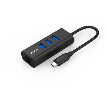 3 Port Volans VL-HJ45-C USB-C to USB 3.0 with Gigabit Ethernet Adapter