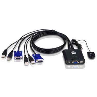 ATEN 2 Port KVM USB Switch with Remote Port Chooser PN CS-22U