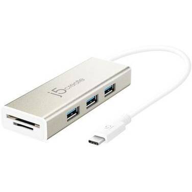 3 Port J5create JCH347 USB Type-C to USB 3.0 Hub with Card Reader