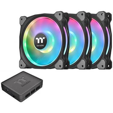 3 x 140mm Thermaltake Riing DUO 14 RGB Premium Fans with Controller PN CL-F078-PL14SW-A