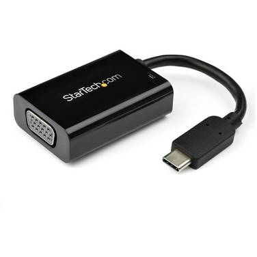 StarTech USB-C to VGA Adapter with USB Power Delivery - 60 Watts - Black
