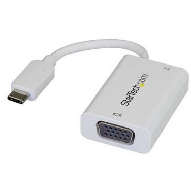 StarTech USB-C to VGA Adapter with USB Power Delivery - 60 Watts - White