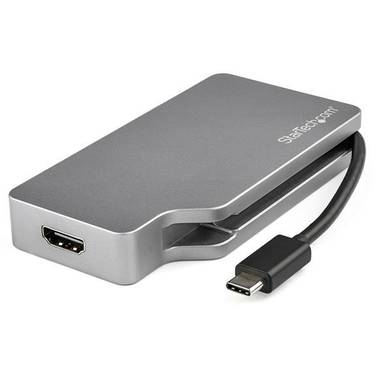 StarTech 4-in-1 USB-C Multiport Video Adapter - Aluminum - 4K 30Hz - Space Gray