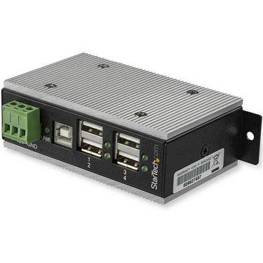 StarTech 4-Port Industrial USB 2.0 Hub with ESD Protection & 350W Surge Protection