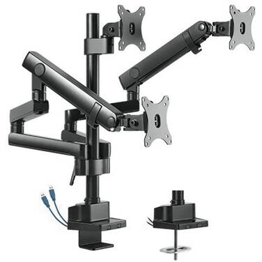 Brateck LDT20-C036UP Triple Monitor Aluminum Slim Pole Held Mechanical Spring Monitor Arm 17 - 27 LDT20-C036UP