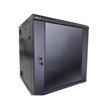 LDR 12U Hinged Wall Mount Cabinet Glass Door (Black) - Assembly Required PN: RCLDR-WB-DS65120NB