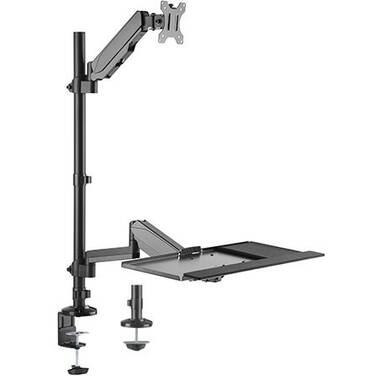 Brateck Pole held floating Sit-Stand Desk Converter with Single Monitor Mount Fit Most 17 -32