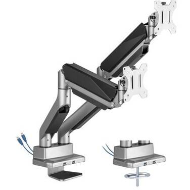 17-35 Brateck LDT52-C024U Dual Monitor Aluminium Gas Spring Monitor Arm with USB