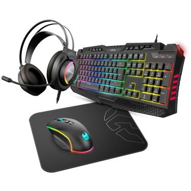 KROM Kritic Gaming Bundle - Keyboard Mouse Mouse Pad and Headset