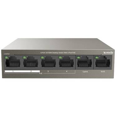6 Port Tenda TEF1106P-4-63W 10/100 Network Switch With 4-Port Power over Ethernet
