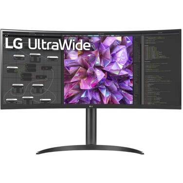 34 LG 34WQ75C-B Ultra-Wide Curved WQHD IPS Monitor + Height Adjust + Speakers