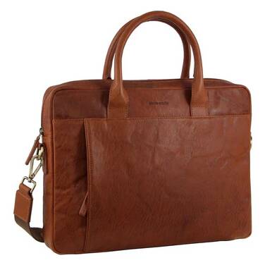 15.6 Pierre Cardin Leather Multi-Handle Laptop Bag - Tan PC 3591
