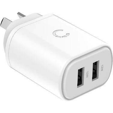 Cygnett PowerPlus 24W Dual Port (2x USB-A 12W) Wall Charger - White (CY3671PDWLCH)
