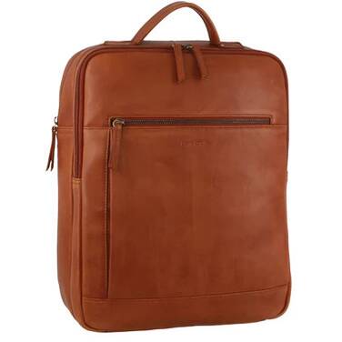 15.6 Pierre Cardin Business Leather Laptop Backpack - Cognac PC 3708