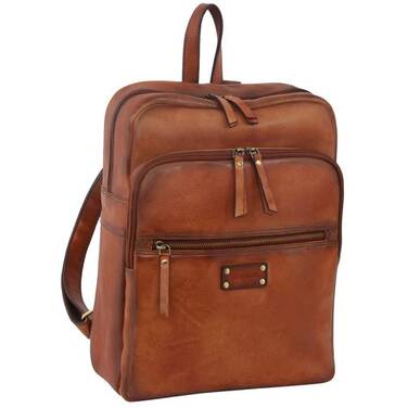 14 Pierre Cardin Vintage Leather Laptop Backpack - Cognac PC 3332