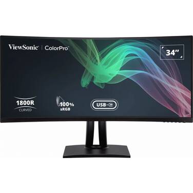 34 Viewsonic UltraWide VP3481a VA WQHD Curved Monitor with Height Adjust and Speakers