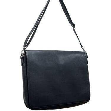 15.6 Black Leather Laptop Bag