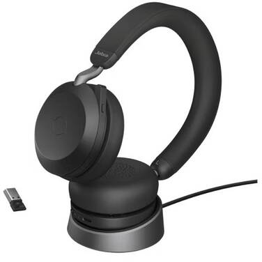 Jabra Evolve2 75 With Link 380A UC Black 27599-989-989 with Charging Stand