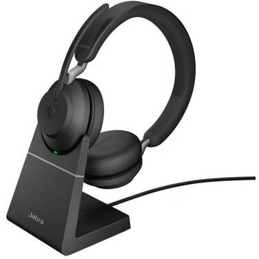 Jabra Evolve2 65 With Link 380A UC Black 26599-989-989 with Charging Stand