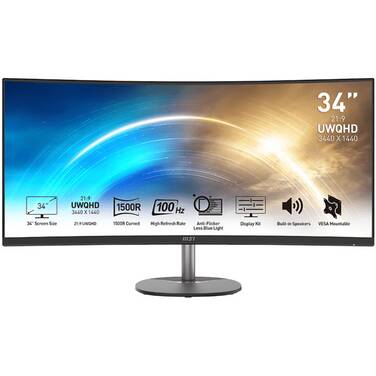 34 MSI PRO MP341CQ VA UWQHD 100Hz Curved Black Monitor
