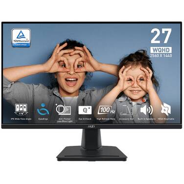 27 MSI PRO MP275Q QHD IPS Black Monitor with Speakers