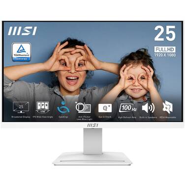 24.5 MSI PRO MP253W FHD IPS White Monitor with Speakers