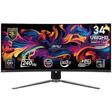 34 MSI MPG 341CQPX QD-OLED UWQHD 240Hz Curved Gaming Monitor, *Redeem Bonus Game