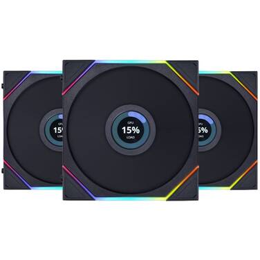120mm Lian Li TLLCD120-3B UNI FAN TL LCD ARGB Black 3 Pack with LCD Screen and Controller