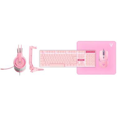 Fantech Gaming PC 5-in-1 Pink Keyboard Combo with Mouse/Mousepad/Headset/Headset Stand