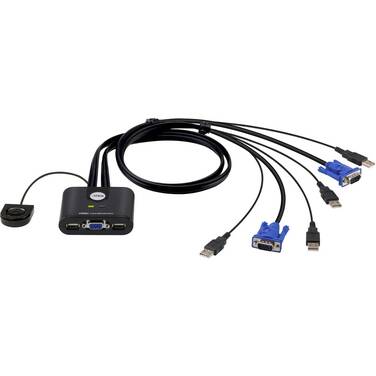 ATEN CS22U 2-Port USB VGA Cable KVM Switch with Remote Port Selector