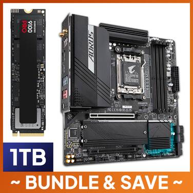 1TB Samsung 9100 SSD + Gigabyte AM5 MicroATX B650M AORUS ELITE AX DDR5 Motherboard