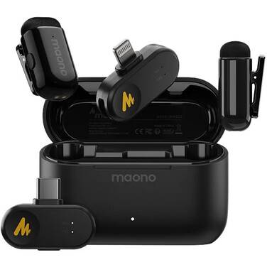 Maono WAVE T1 MINI Wireless Microphone 2 Pack with USB-C and Lightning