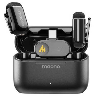 Maono WAVE T1 MINI Wireless Microphone 2 Pack USB-C With Charging Case