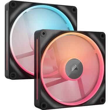 2x140mm Corsair iCUE LINK LX140-R RGB PWM Reverse Case Fans Black