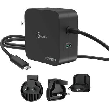 2-Port j5create JUP25102V 102 Watt GaN USB-C Charger