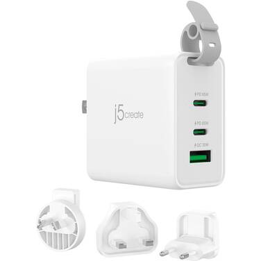 3-Port j5create JUP3565V 65 Watt GaN USB-C Travel Charger
