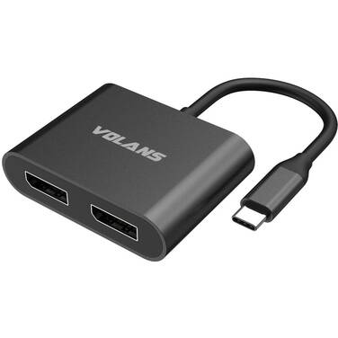VOLANS VL-UC2DP-S Aluminium 4K USB-C to Dual DisplayPort Adapter