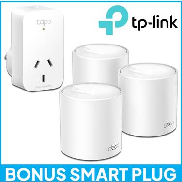 TP-Link Deco X1500 (3-Pack) AX1500 Whole Home Mesh Wi-Fi 6 System + TP-Link P100 Smart Wi-Fi Plug
