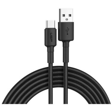 1m USP BoostUp USB-C to USB-A Braided Cable Black