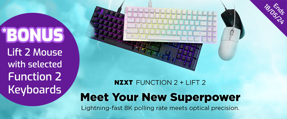 Bonus NZXT Lift 2 Mouse with selected Function 2 Keyboards