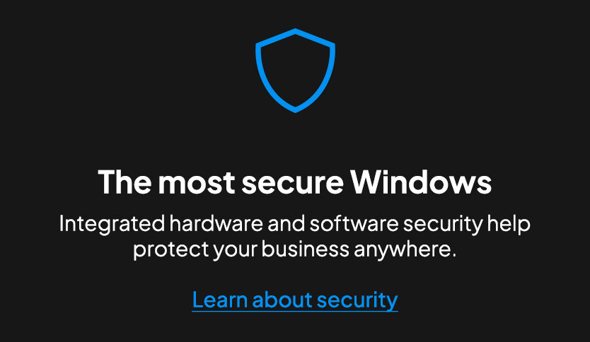 Microsoft Windows 11 Pro 25Q4 Landing Page