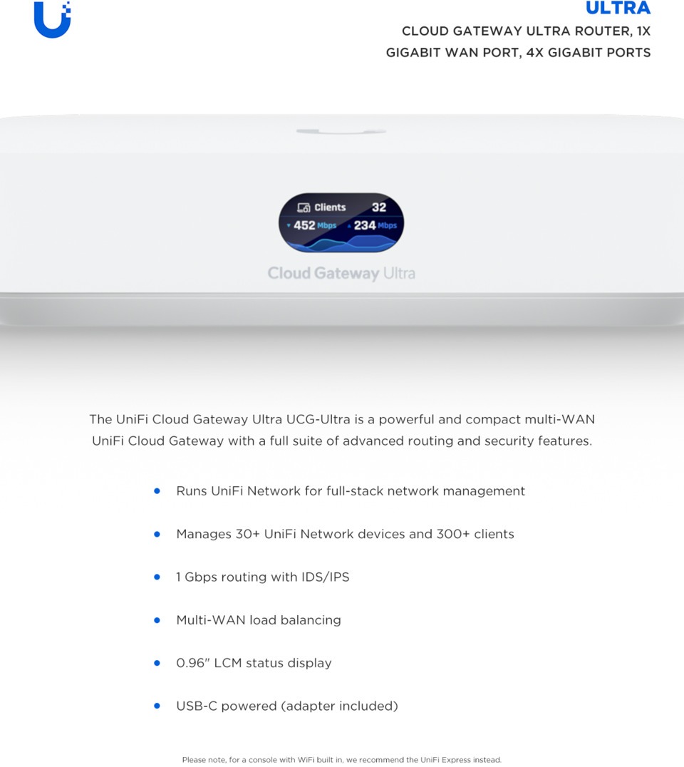 ubiquiti ucg-ultra cloud gateway ultra gigabit router