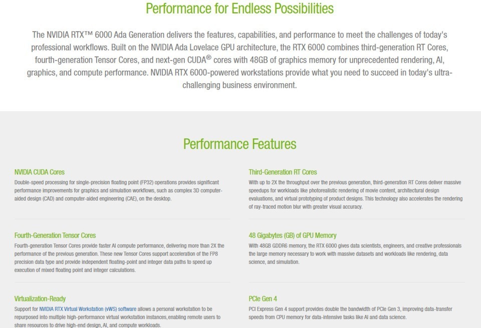 nvidia quadro rtx 6000 ada 48gb graphics card