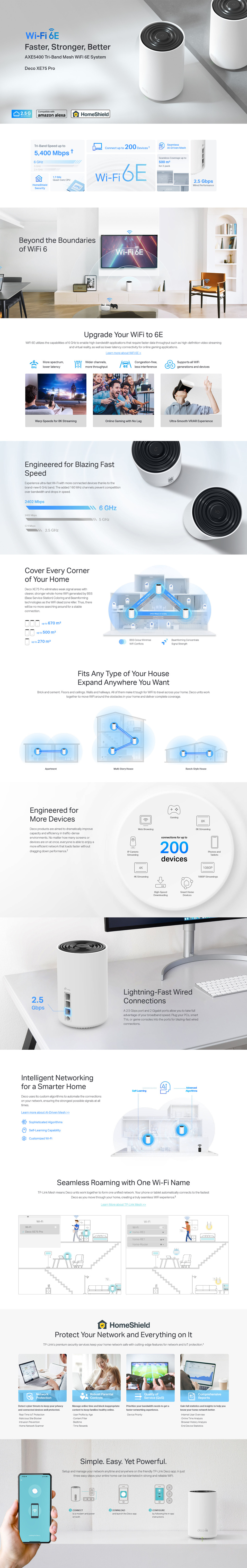 tp-link deco xe75 pro wireless-axe5400 whole home mesh system