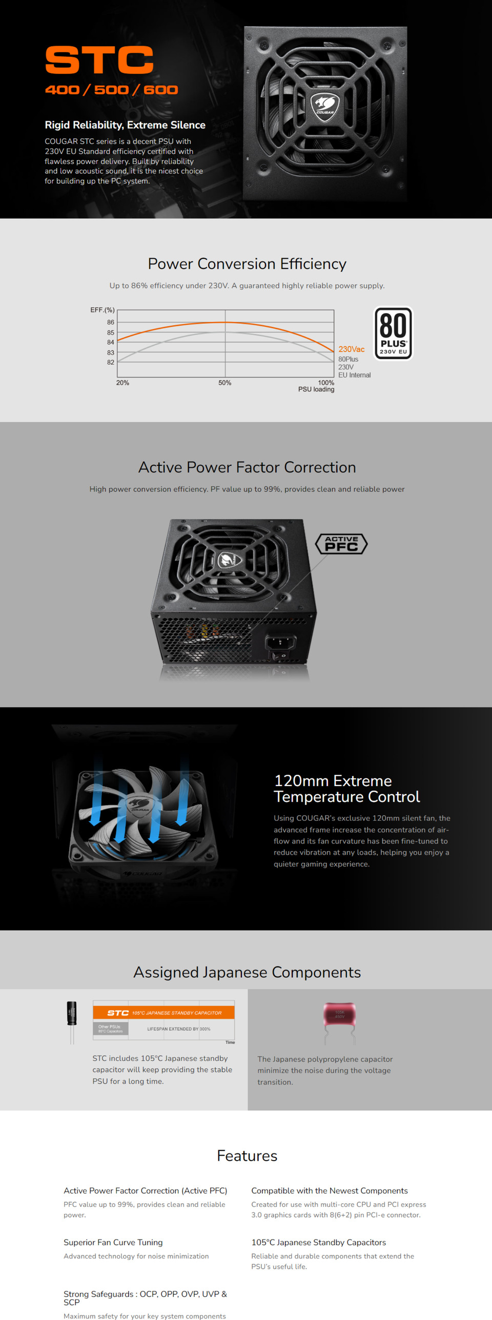 500 watt cougar stc500 80 plus white power supply