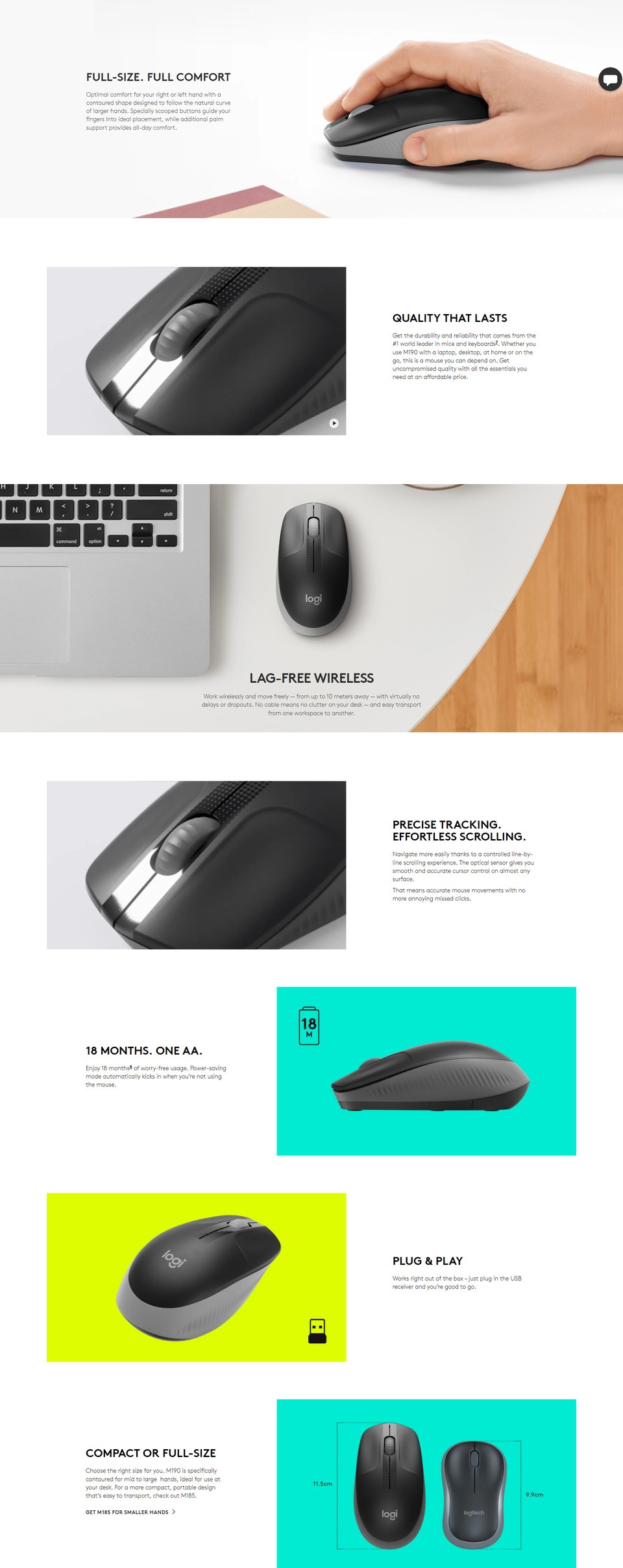 logitech wireless mouse m190 - charcoal 910-005913