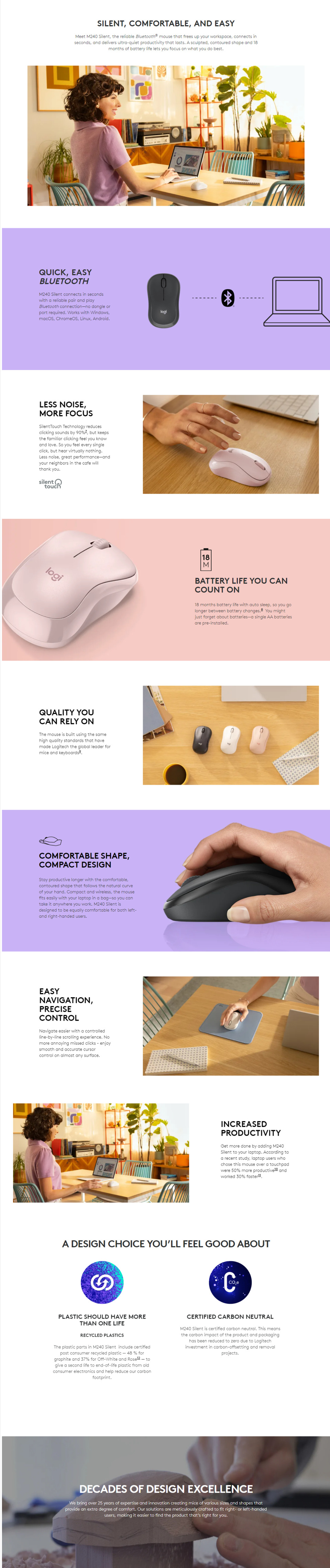 logitech m240 silent bluetooth mouse - graphite 910-007122