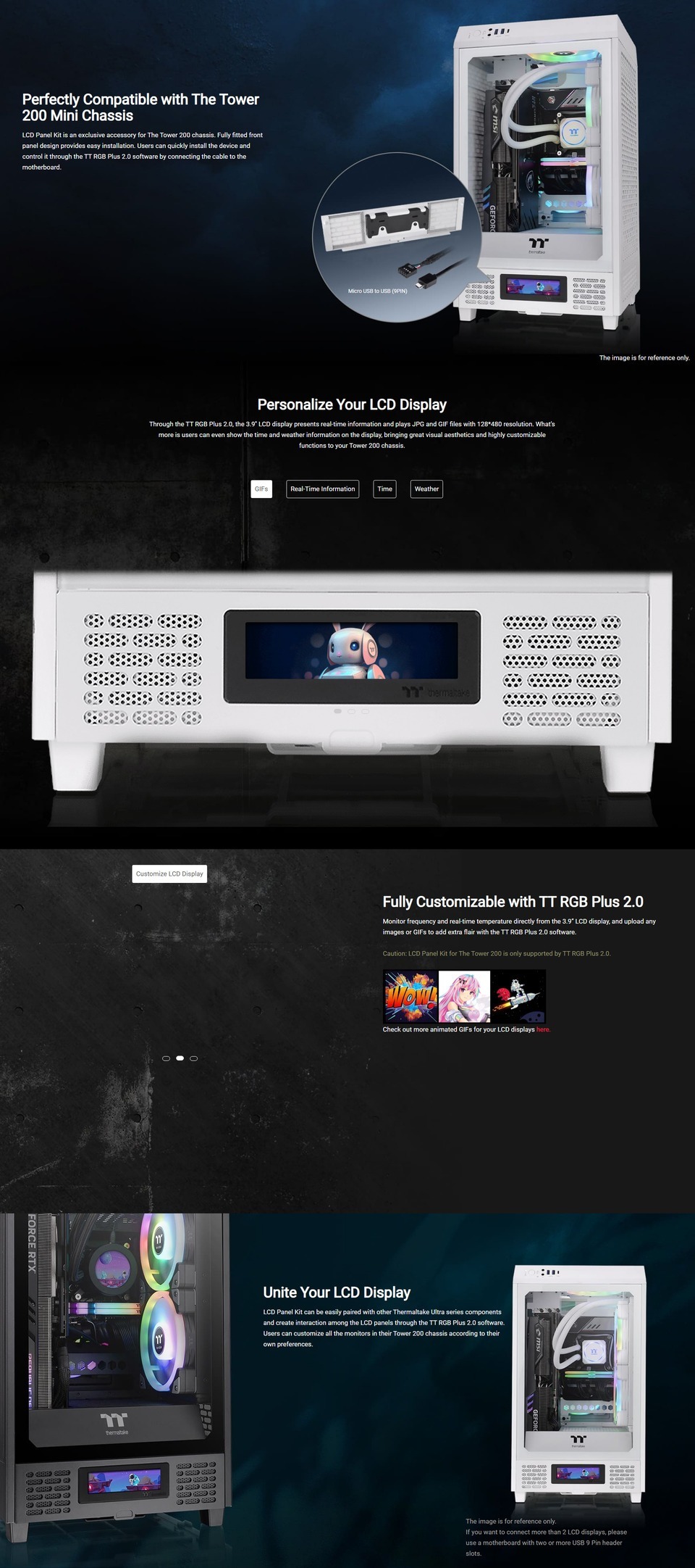 thermaltake lcd display panel kit ac-066-oo6nan-a1 for the tower 200 tower case white